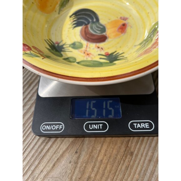 Hand-Painted Yellow Tuscan Rooster Ceramic Serving Bowl - Picture 13 of 13